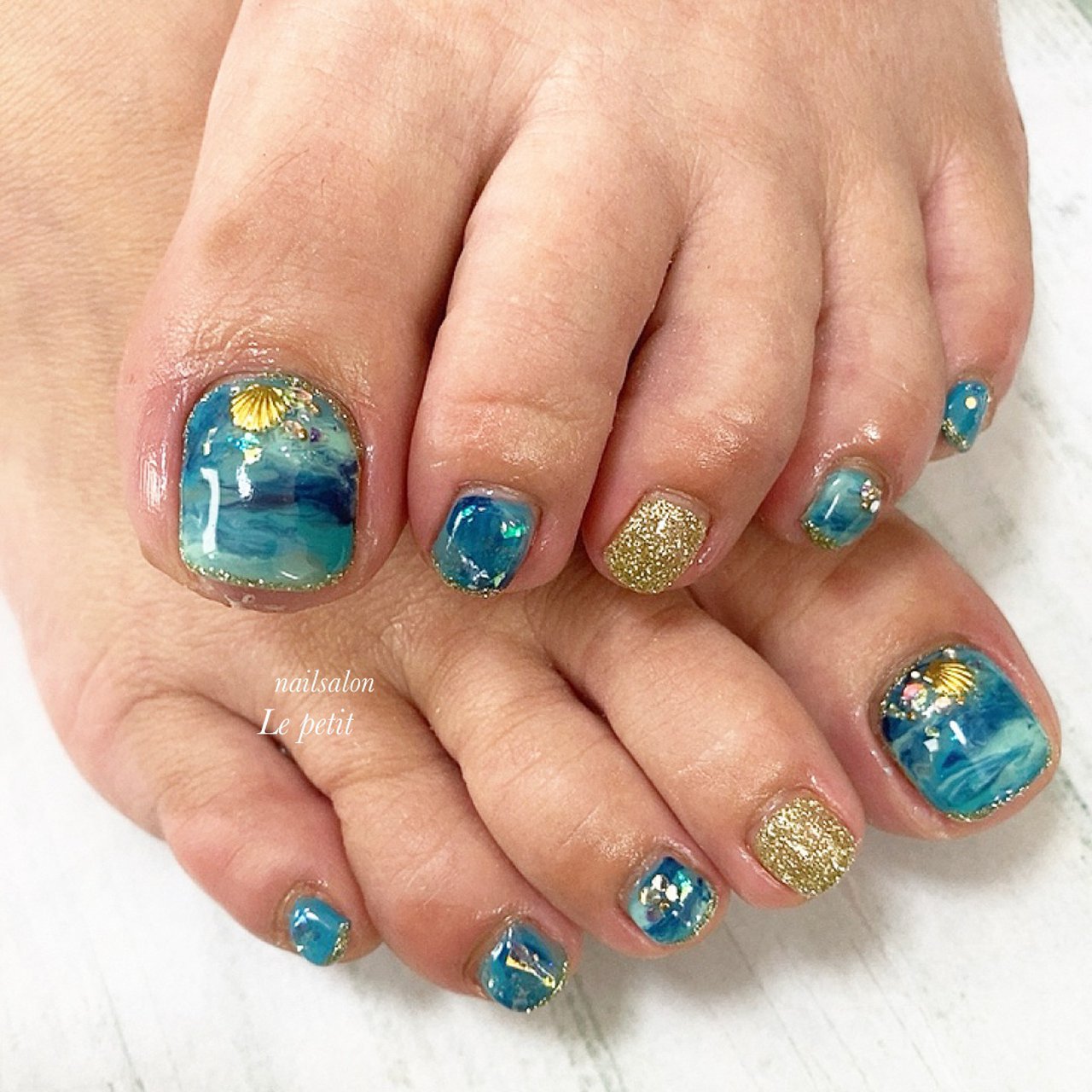 夏 海 リゾート 女子会 フット Nailslon Le Petitのネイルデザイン No ネイルブック