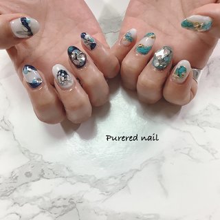 人気順 フェザー ターコイズ 仙台ネイルのネイルデザイン ネイルブック