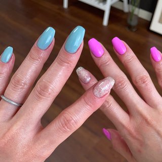 ピンク グリーン セルフネイルのネイルデザイン ネイルブック