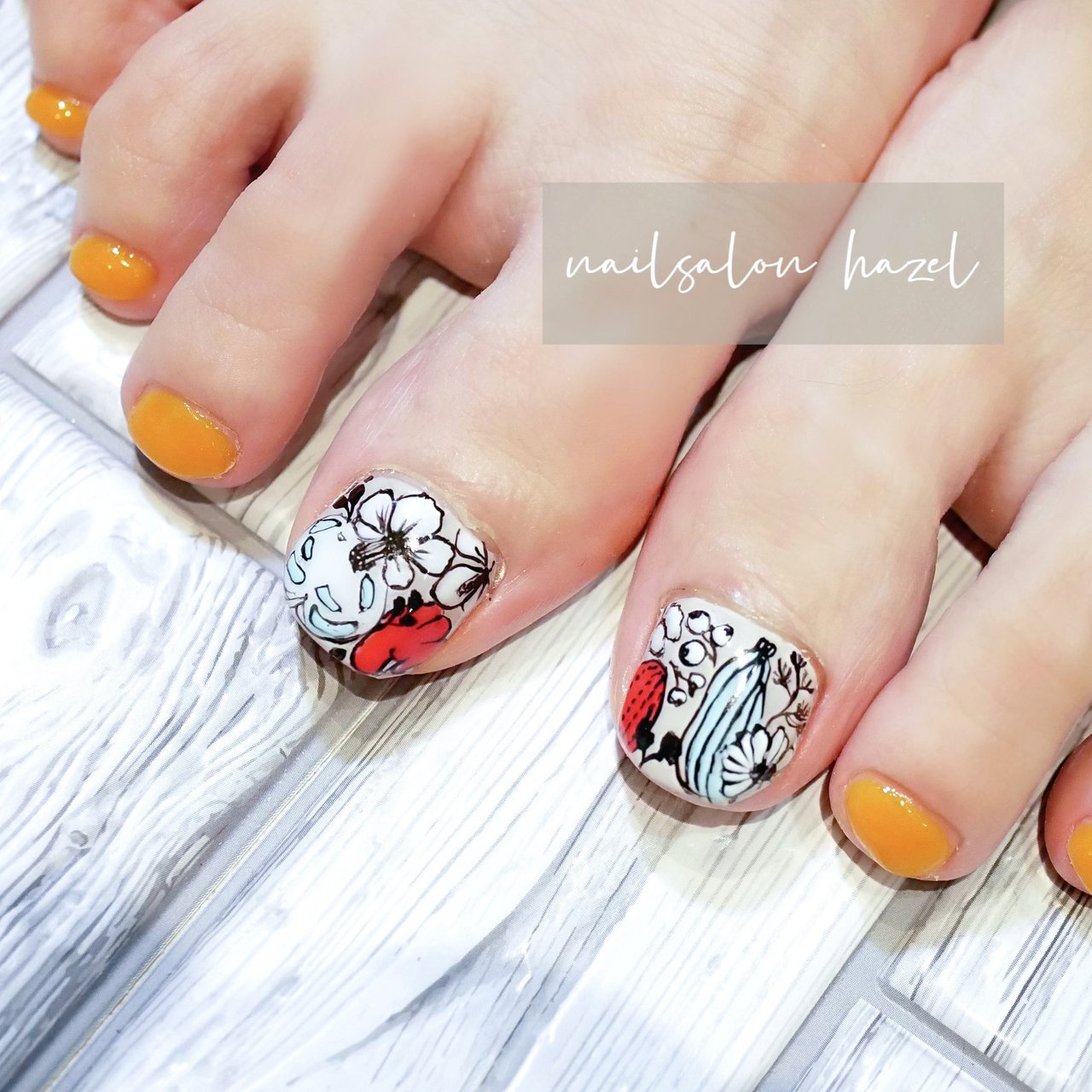 春 夏 フット シンプル ボタニカル Nailsalon Hazelのネイルデザイン No ネイルブック