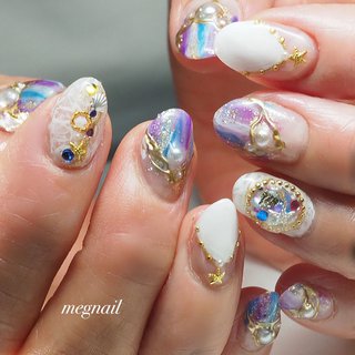 ブルー 青 清楚のネイルデザイン ネイルブック