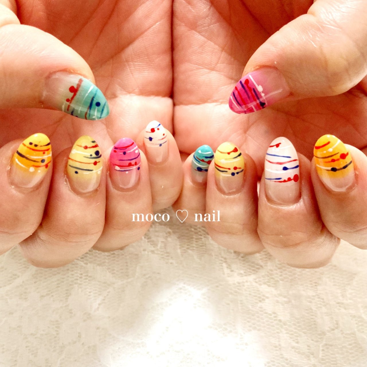 ハンド フレンチ グラデーション カラフル Moco Nailのネイルデザイン No ネイルブック