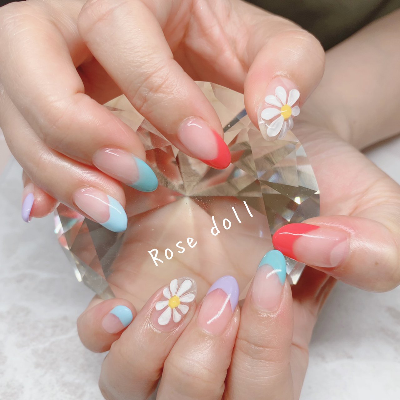 ハンド/フレンチ/フラワー/カラフル - Locoa nailのネイルデザイン[No