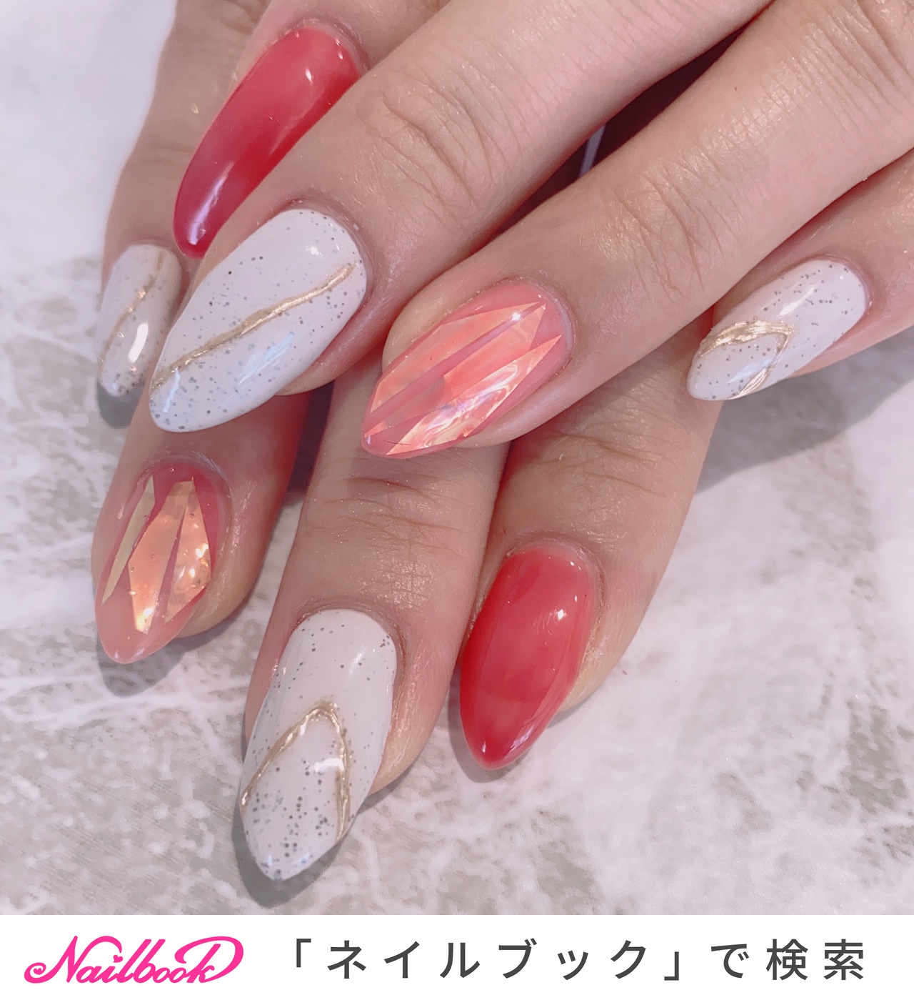 フラミンゴカラーのネイルデザイン ネイルブック
