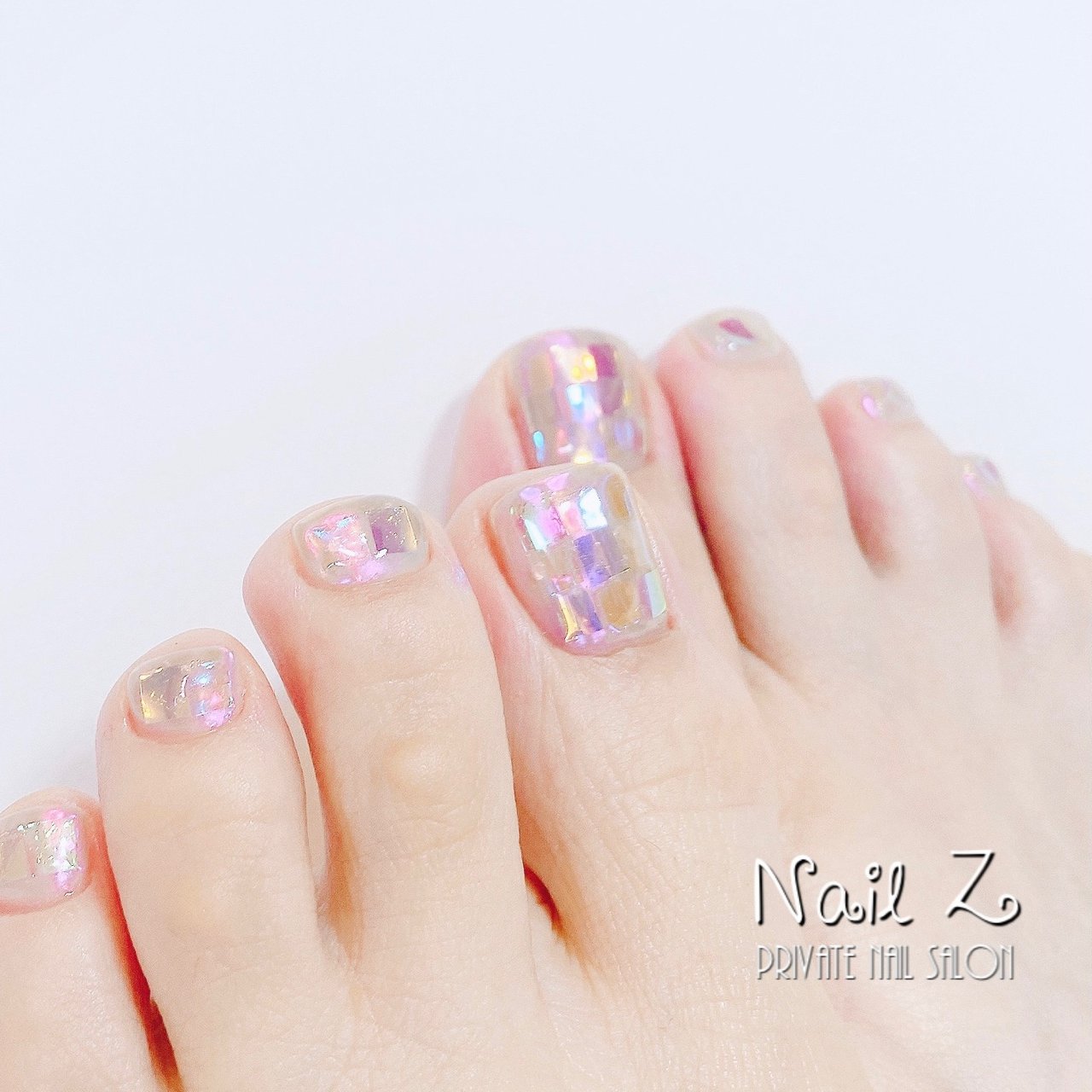 フット/オーロラ/ミラー - Nail Z (ネイルジー)のネイルデザイン[No