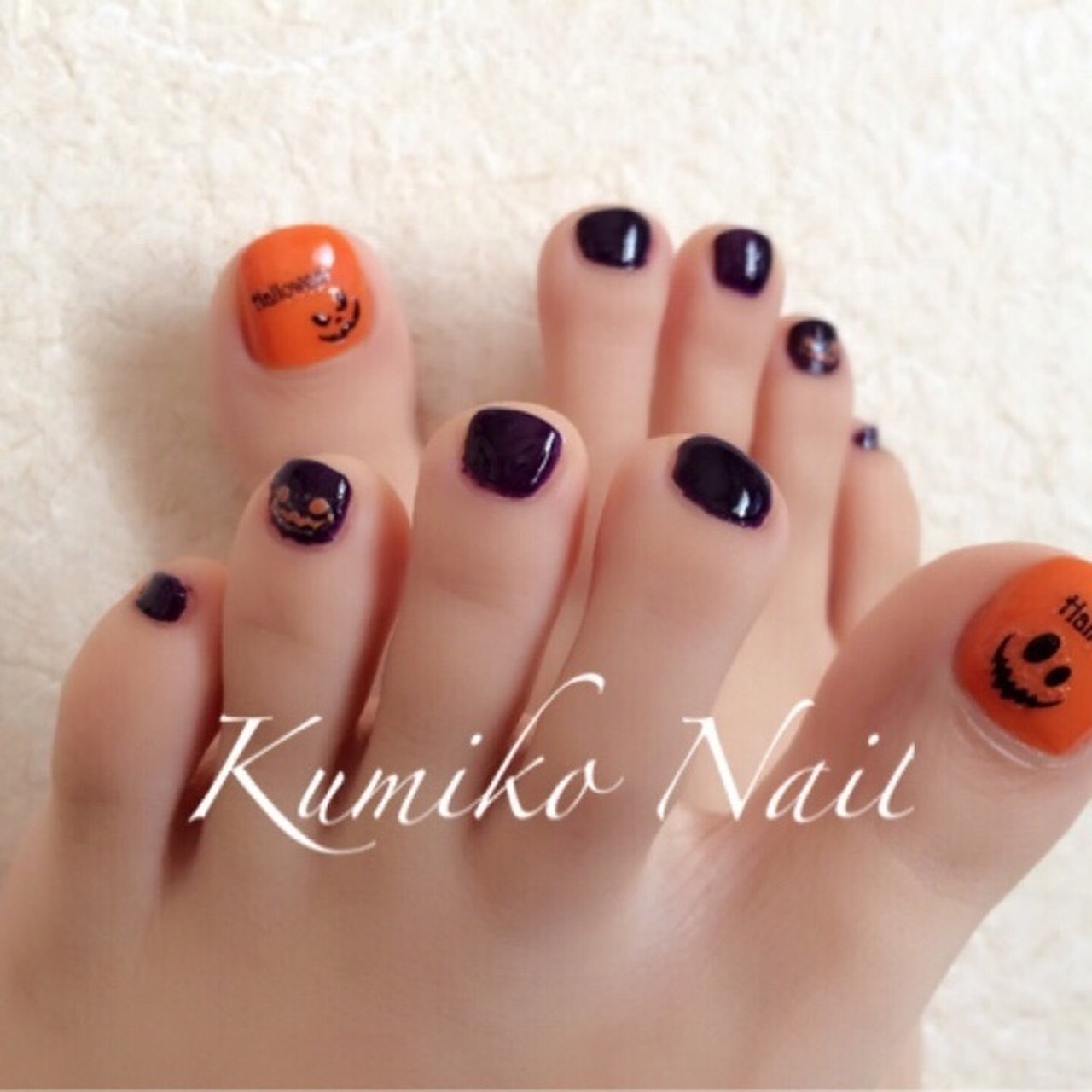 ハロウィン フット ショート オレンジ パープル Kumiko Nailのネイルデザイン No ネイルブック