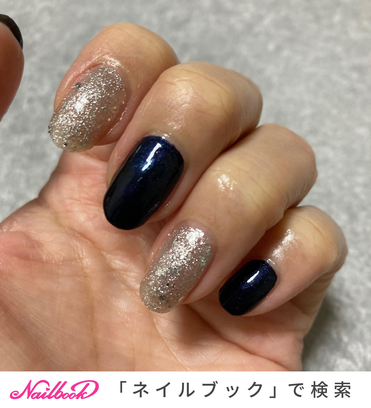 21年 新着順 ネイビー シルバー セルフネイルのネイルデザイン ネイルブック