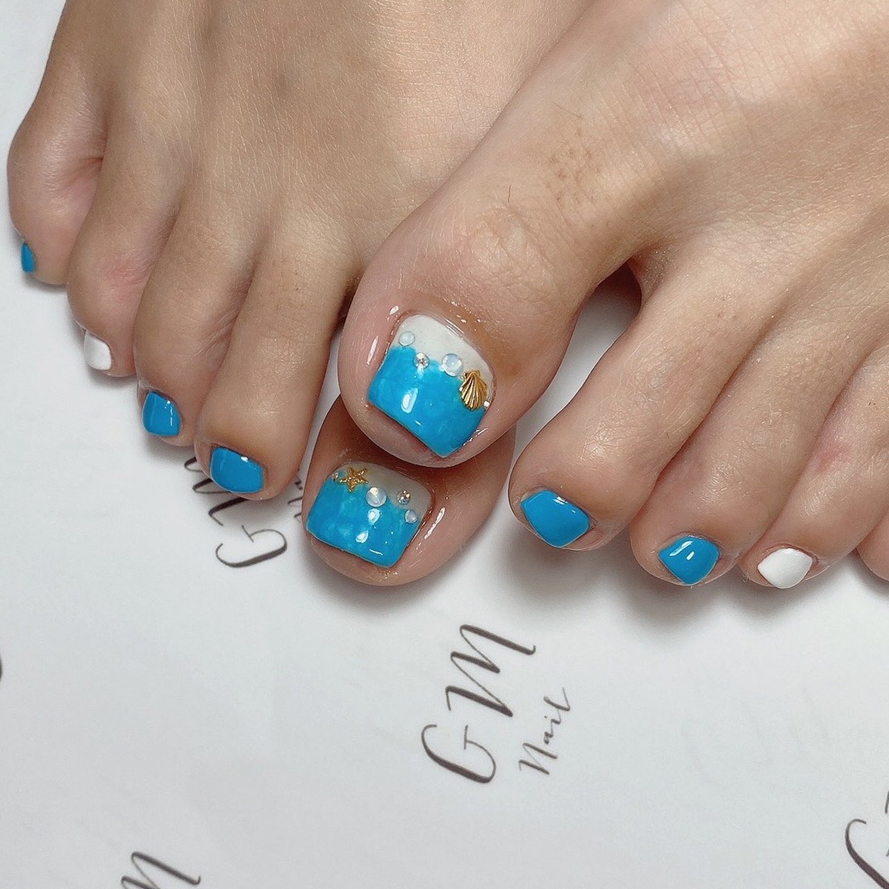 夏 海 リゾート 浴衣 フット Gm Nailのネイルデザイン No ネイルブック