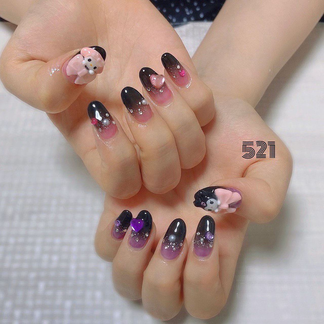 専用3Dネイルアート 10個セット ピンク パープル 痛ネイル/キャラクター/3D/ピンク/パープル - CONY NAILのネイル
