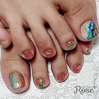 エスニック ターコイズ ブラウンのネイルデザイン ネイルブック