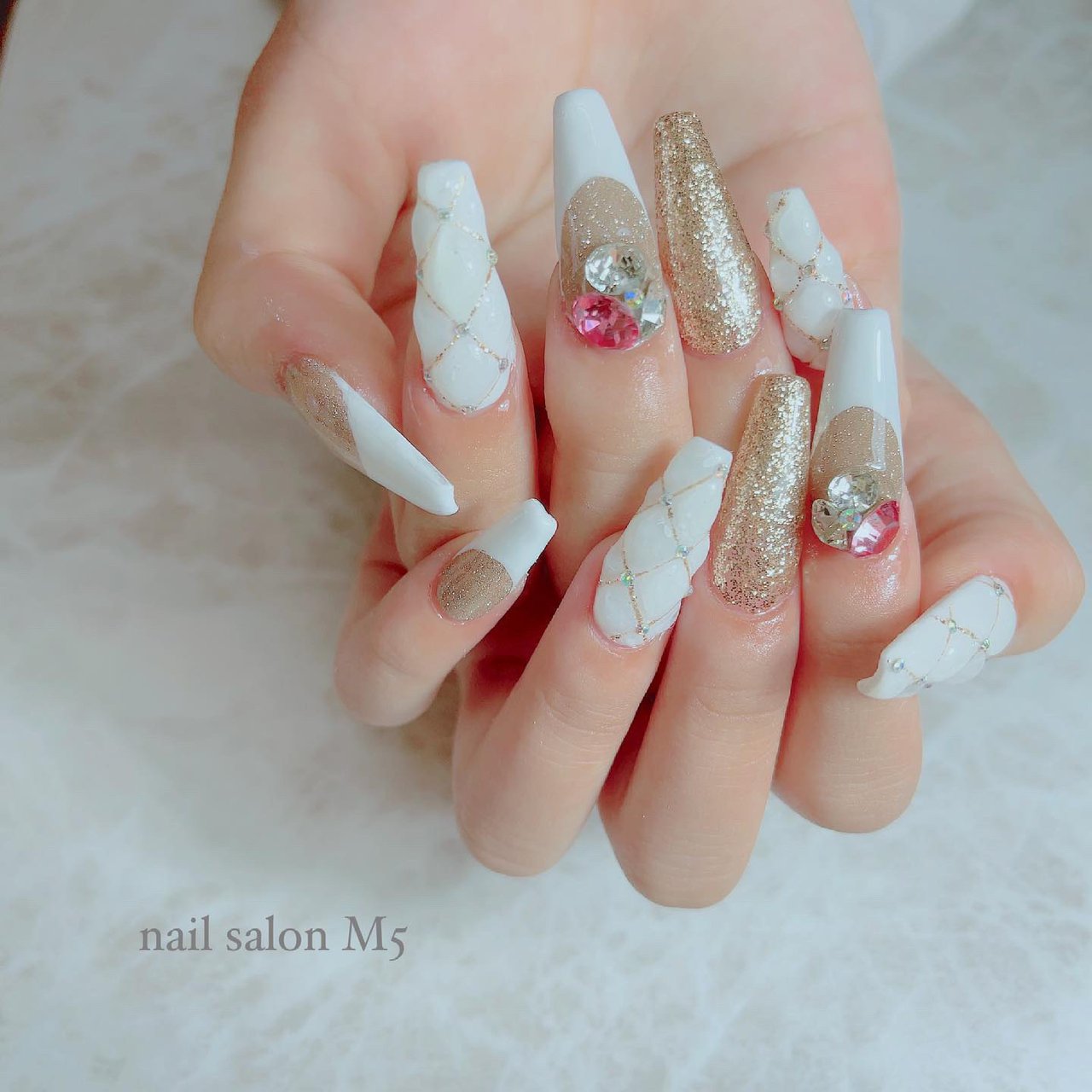 ハンド/フレンチ/ビジュー/3D/マグネット - nail salon M5のネイル