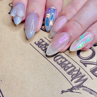 ハート グレーのネイルデザイン ネイルブック