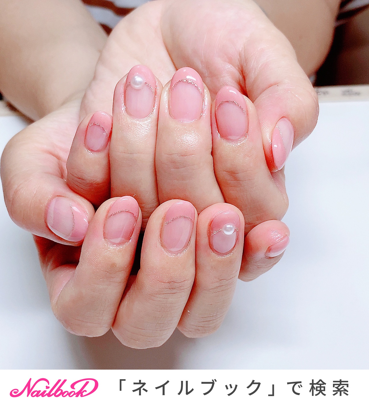 オフィス フレンチ ラメラインのネイルデザイン ネイルブック