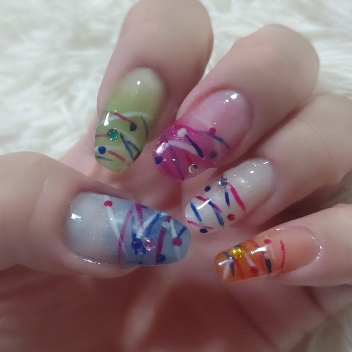 夏 海 リゾート 浴衣 グラデーション ゆんのネイルデザイン No ネイルブック