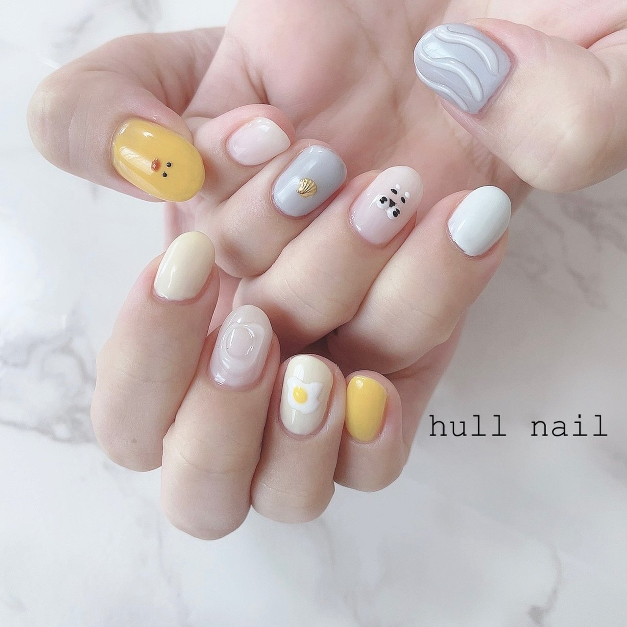 春/夏/ハンド/アニマル柄/ホワイト - hull nailのネイルデザイン[No 