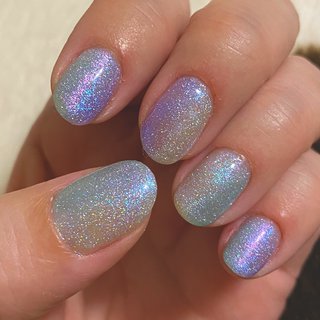 グリーン パープル セルフネイルのネイルデザイン ネイルブック