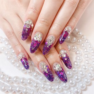 人気順 海 スカルプチュア 紫のネイルデザイン ネイルブック