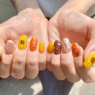 フラワー 水滴のネイルデザイン ネイルブック