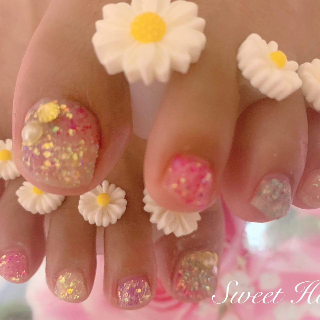 夏 海 浴衣 フット ホログラム ʾʾのネイルデザイン No ネイルブック