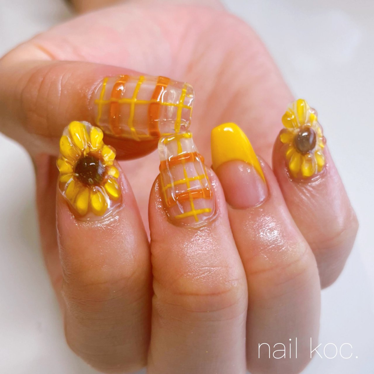 夏 ハンド クリア オレンジ イエロー Nail Koc 千葉市private Salon のネイルデザイン No ネイル ブック