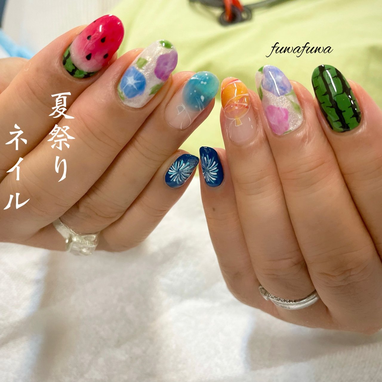 夏 海 リゾート 浴衣 ハンド Fuwafuwa Takakoのネイルデザイン No ネイルブック