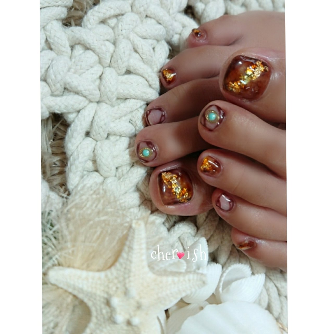 フット エスニック ニュアンス クリア ブラウン Private Nail Salon Cher Ishのネイルデザイン No ネイルブック