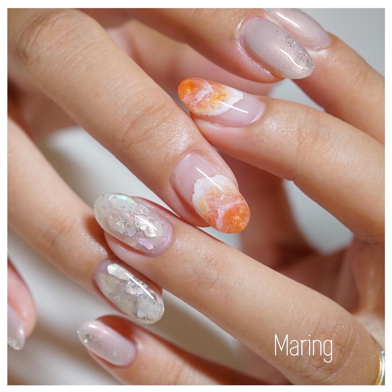 夏 オフィス ハンド ワンカラー シェル Nailsalon Maring マリング のネイルデザイン No ネイルブック