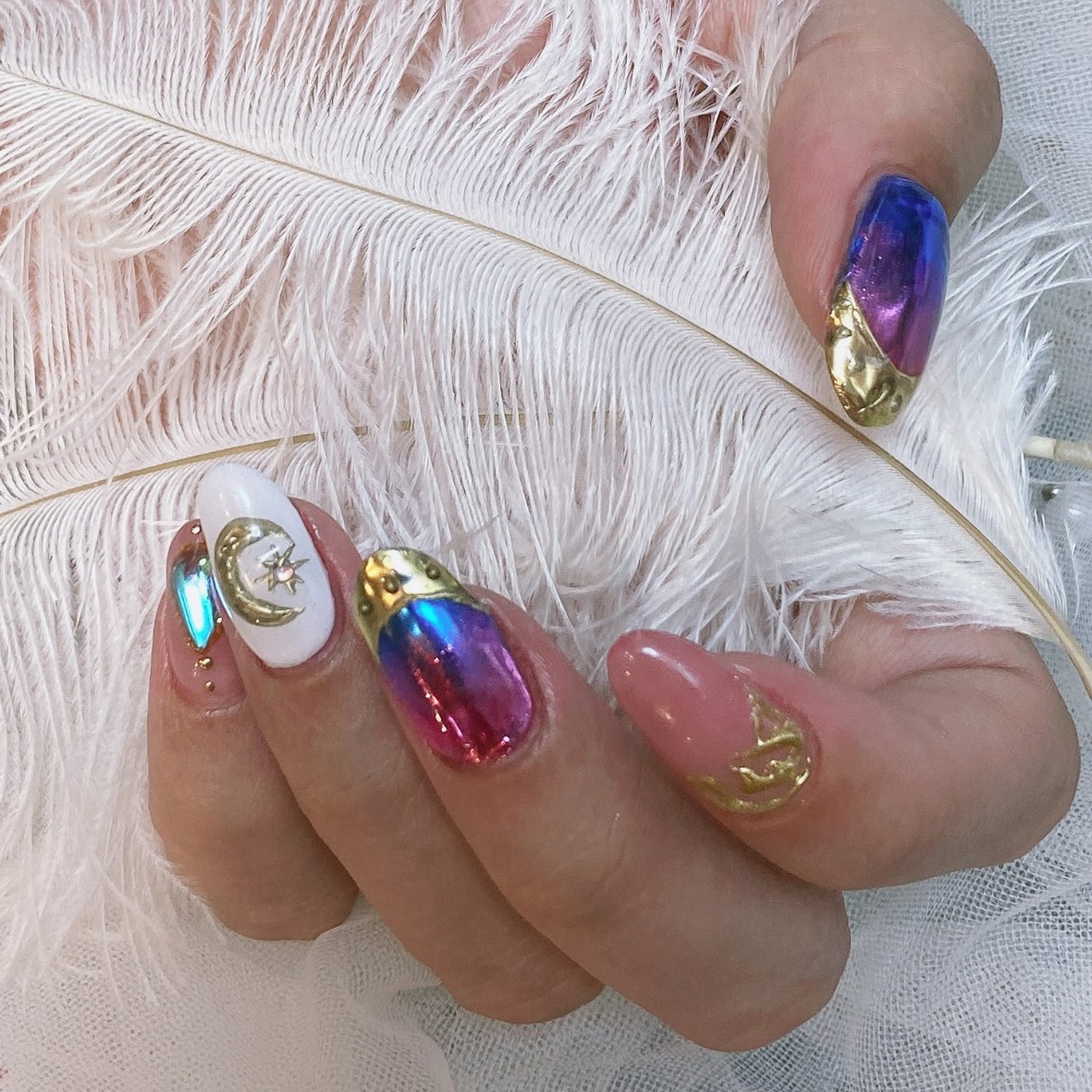 ピンク ネイビー メタリック パンダ Nail 川崎のネイルデザイン No ネイルブック