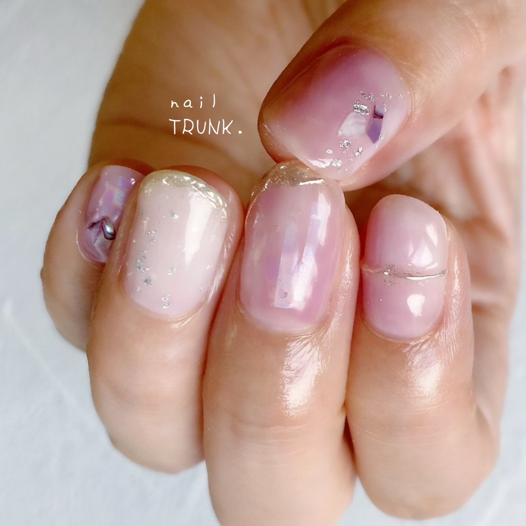 夏 ハンド マーブル オーロラ ミラー Nail Trunkのネイルデザイン No ネイルブック