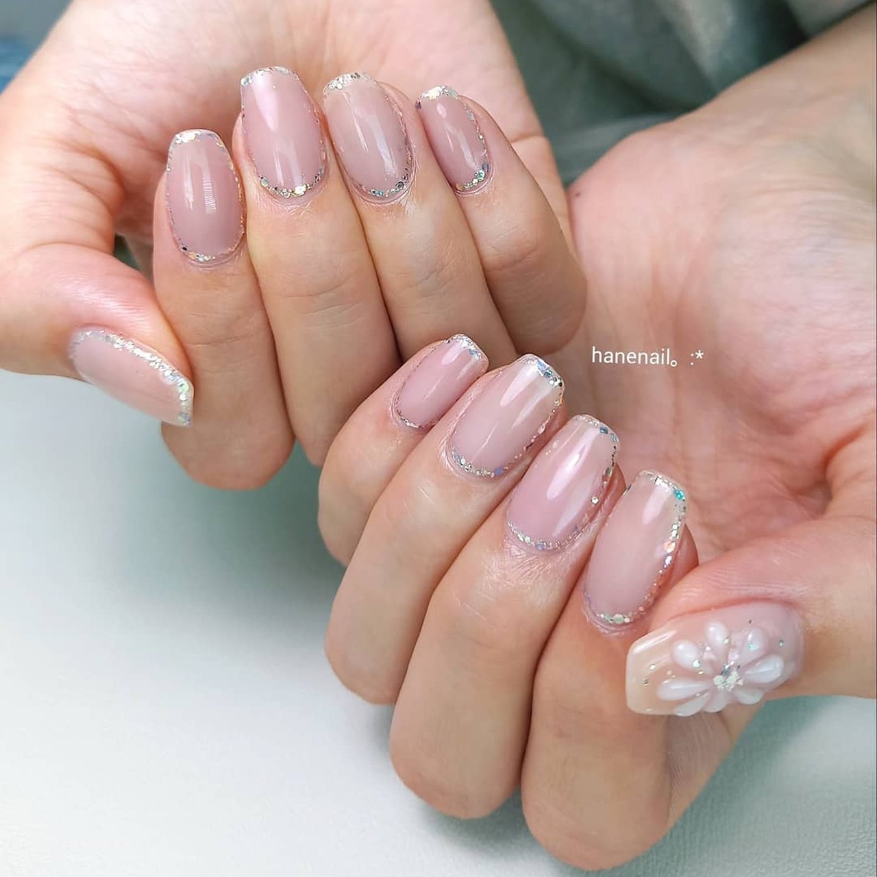 夏 オールシーズン オフィス ブライダル ハンド Hane Nailのネイルデザイン No ネイルブック