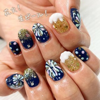 春 イエロー ネイビーのネイルデザイン ネイルブック