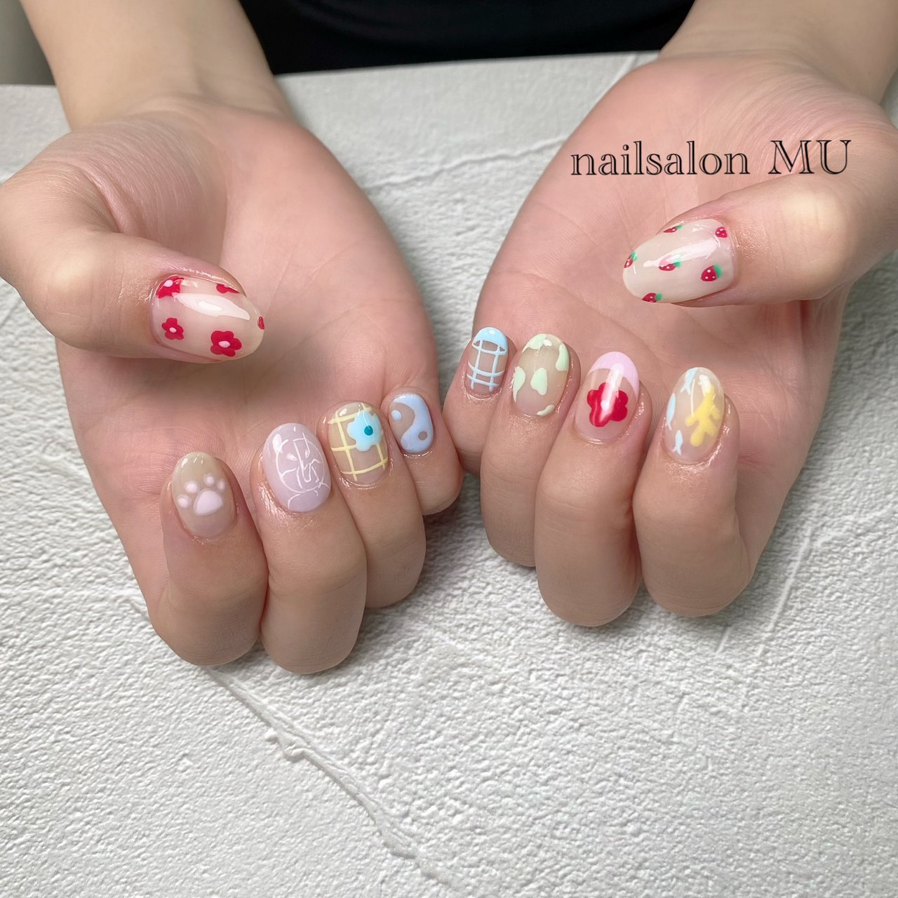 フラワー アニマル柄 チェック ニュアンス フルーツ Nailsalon Mu ミウ のネイルデザイン No ネイルブック