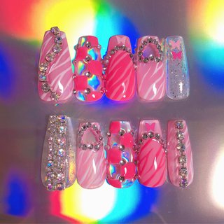 ラメ ロング 派手ネイルのネイルデザイン ネイルブック