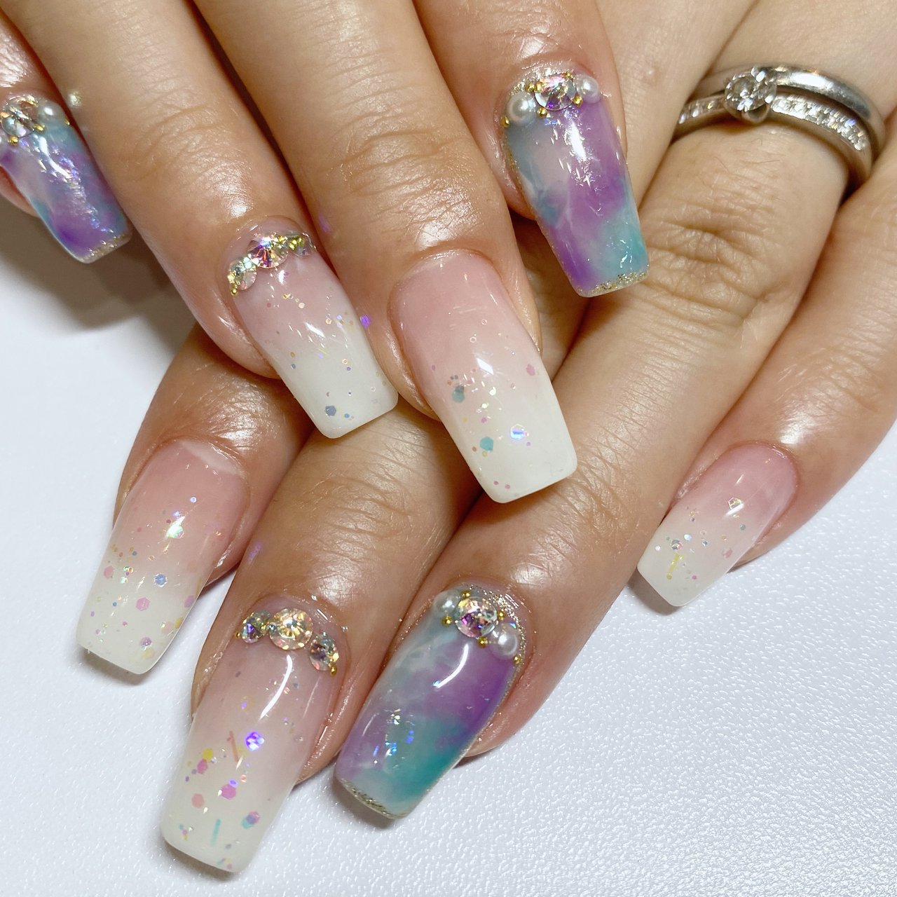 夏 海 浴衣 ハンド ラメ Megのネイルデザイン No ネイルブック