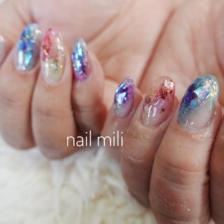 レッド ターコイズ ブルーのネイルデザイン ネイルブック