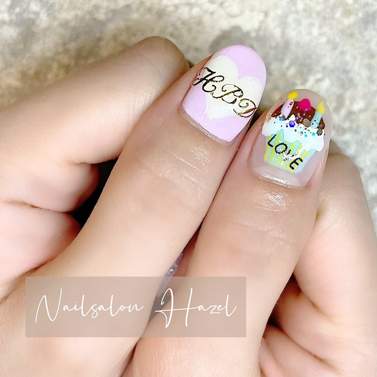 パーティー ハンド スイーツ ショート パステル Nailsalon Hazelのネイルデザイン No ネイルブック