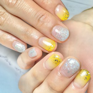 ネイルチップ グラデーション シンプル 黄色 可愛い カラフル オーダーネイル ネイルチップ グラデーションシンプル 黄色 可愛い カラフル