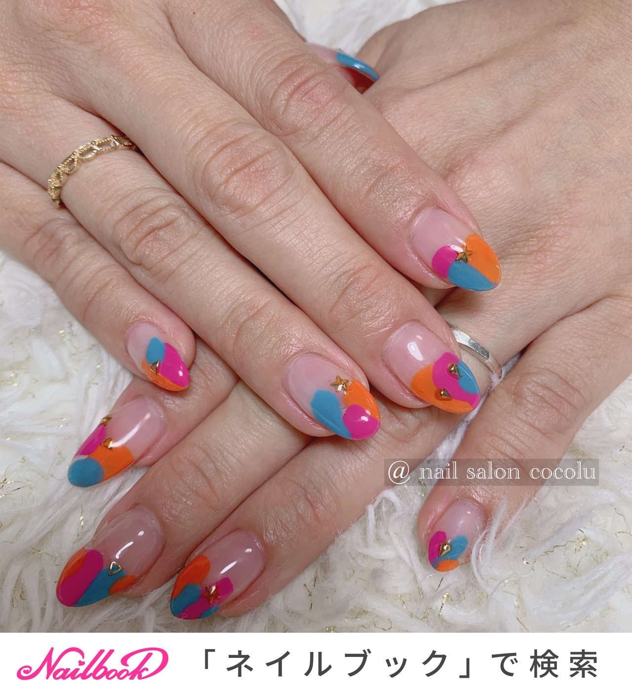 ピンク ブルー 塗りかけネイルのネイルデザイン ネイルブック