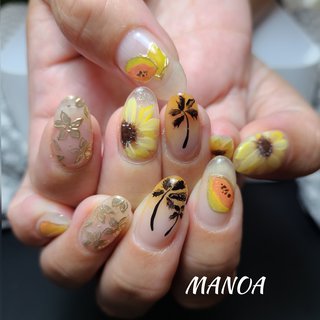 フラワー クリア ブラックのネイルデザイン ネイルブック