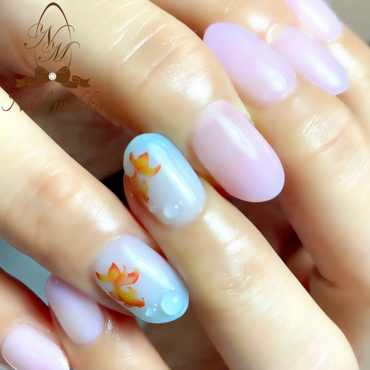 グラデーション アニマル柄 水滴 ピンク 水色 Nail Mekkoのネイルデザイン No ネイルブック