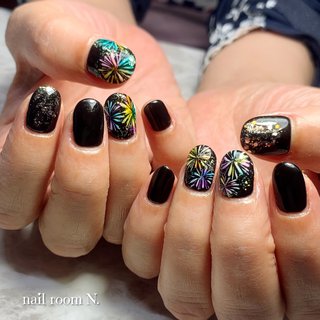 J2494ブラック】ネイルシール 花火 うとき