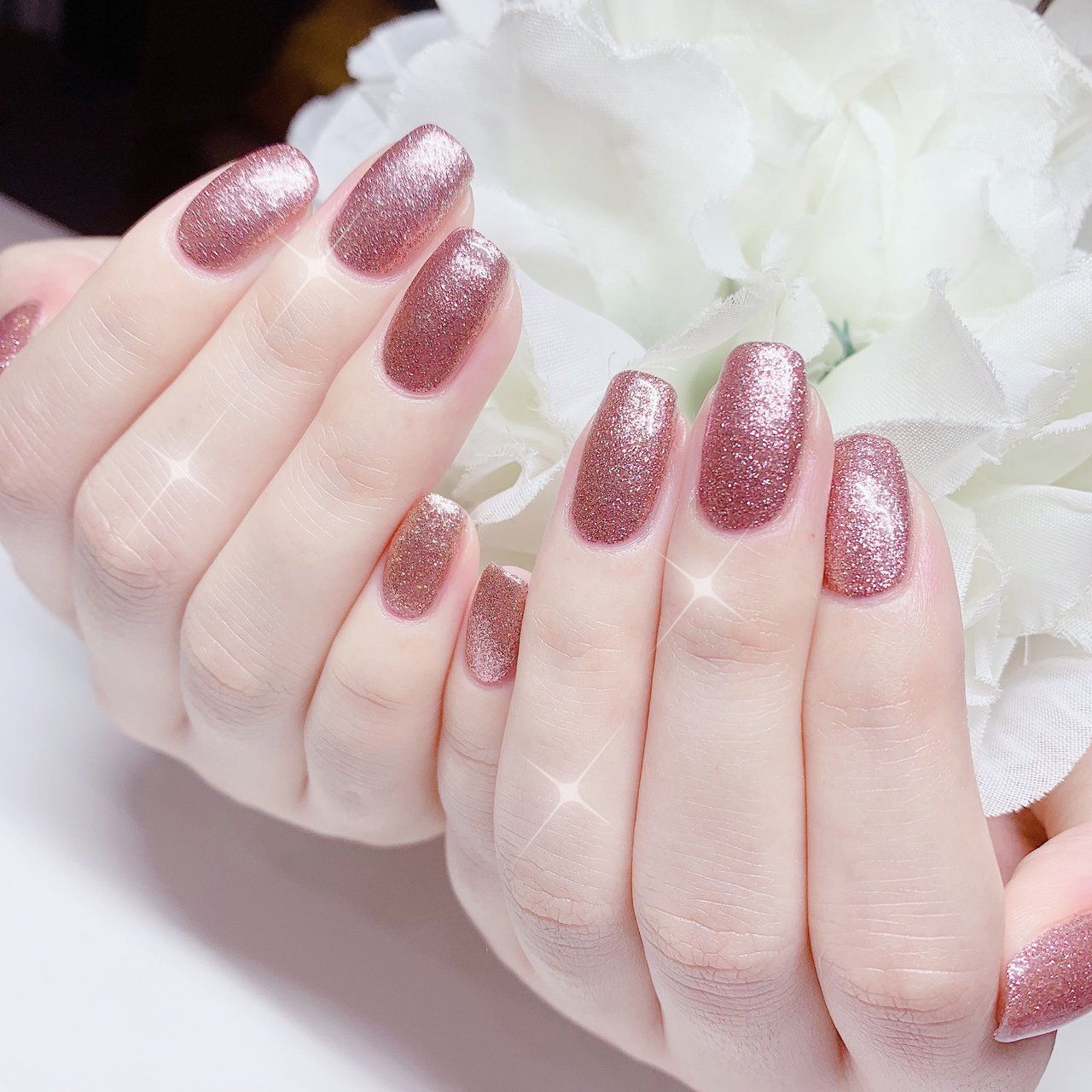 ハンド ラメ ワンカラー ミディアム ピンク あめちゃんのネイルデザイン No ネイルブック