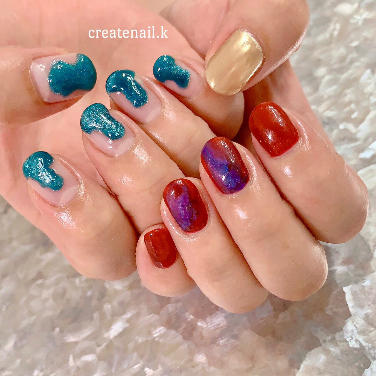 夏 秋 ハンド タイダイ ニュアンス Createnail Kanaのネイルデザイン No ネイルブック