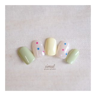 ドット パステル カラフルのネイルデザイン ネイルブック