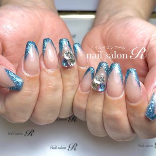 人気順 フレンチネイル フレンチ 寒色系ネイルのネイルデザイン ネイルブック