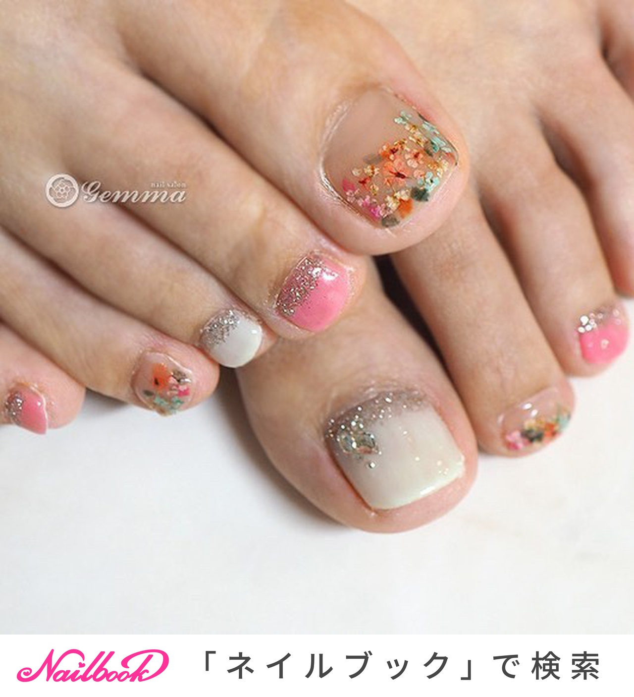 春 フット パステルのネイルデザイン ネイルブック