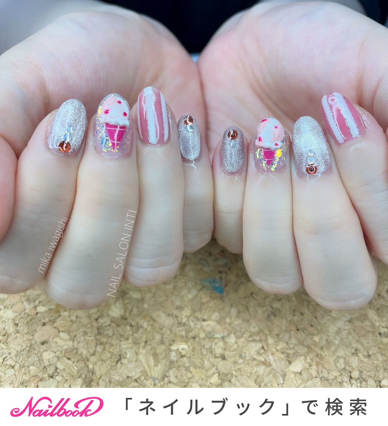 ストライプ メタリックのネイルデザイン ネイルブック