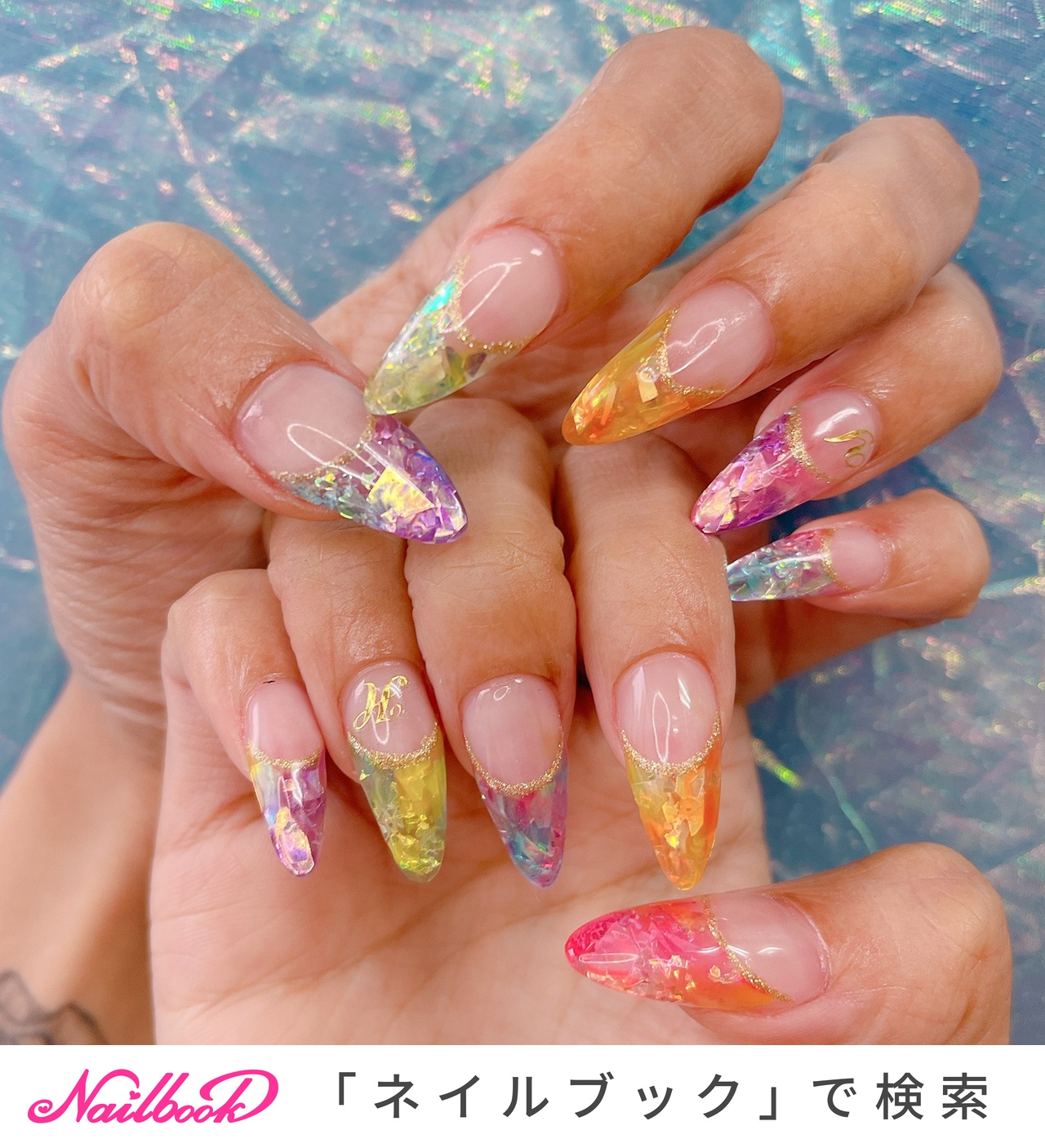 色バラバラネイルのネイルデザイン ネイルブック