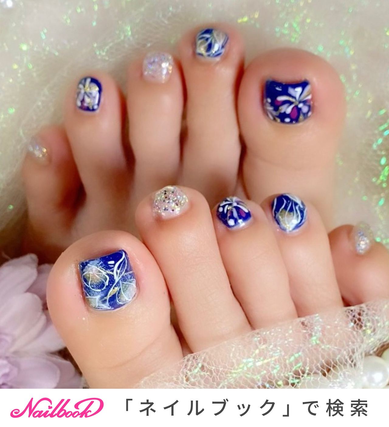 おすすめ順 ネイビー ペディキュア 花火ネイルのネイルデザイン ネイルブック