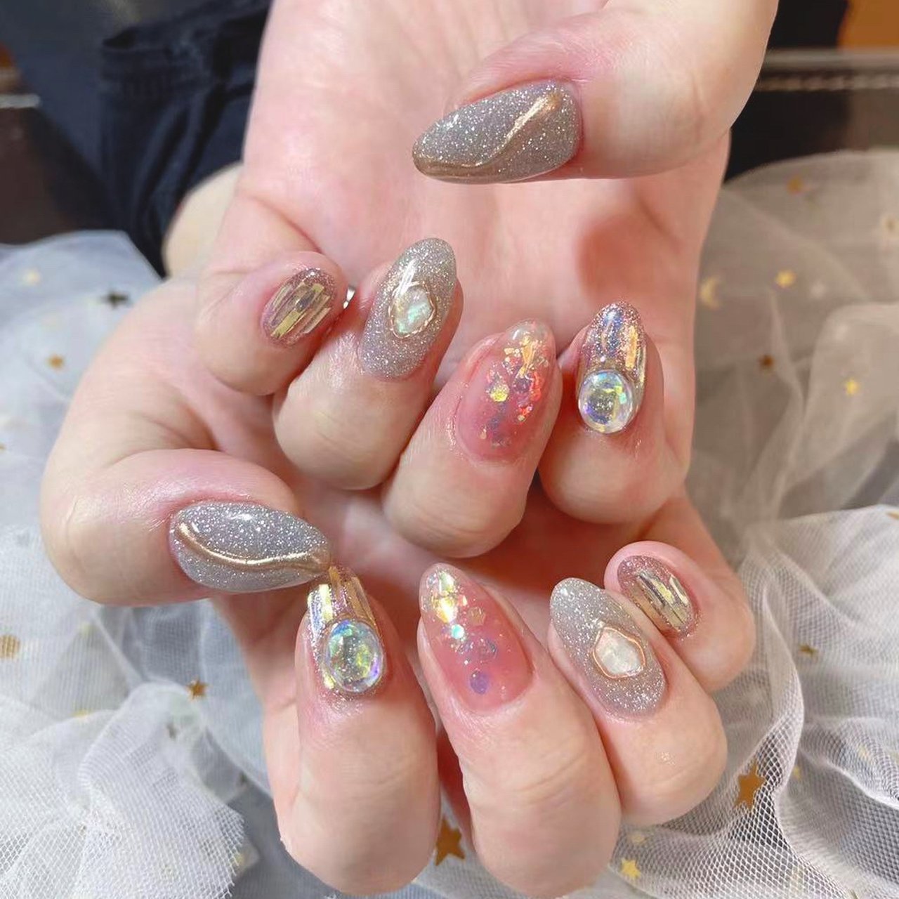 ビジュー/ラメ/ピンク/ゴールド - パンダ nail 川崎のネイルデザイン  